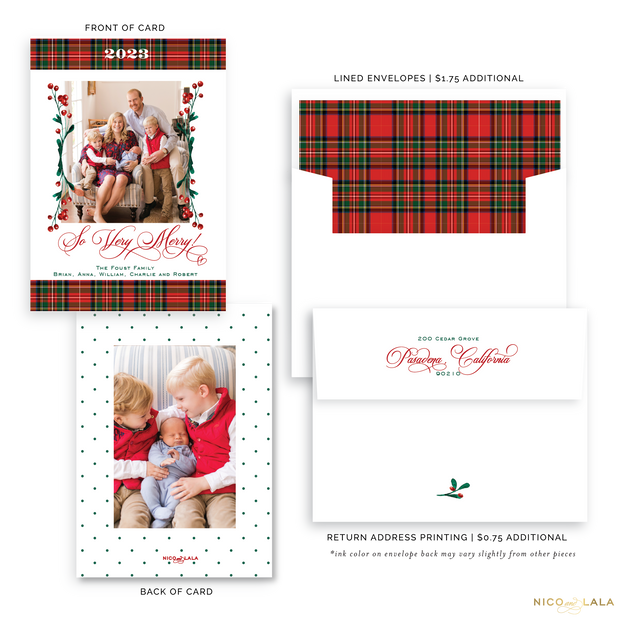 Very Merry Plaid Christmas Card, Red