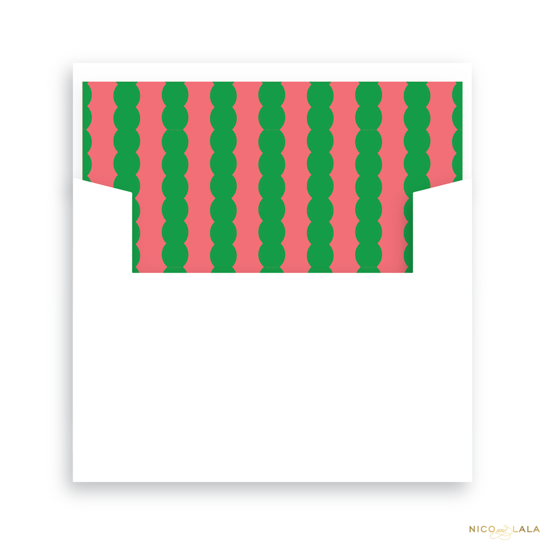 Watercolor Ornaments Christmas Card Lined Envelopes