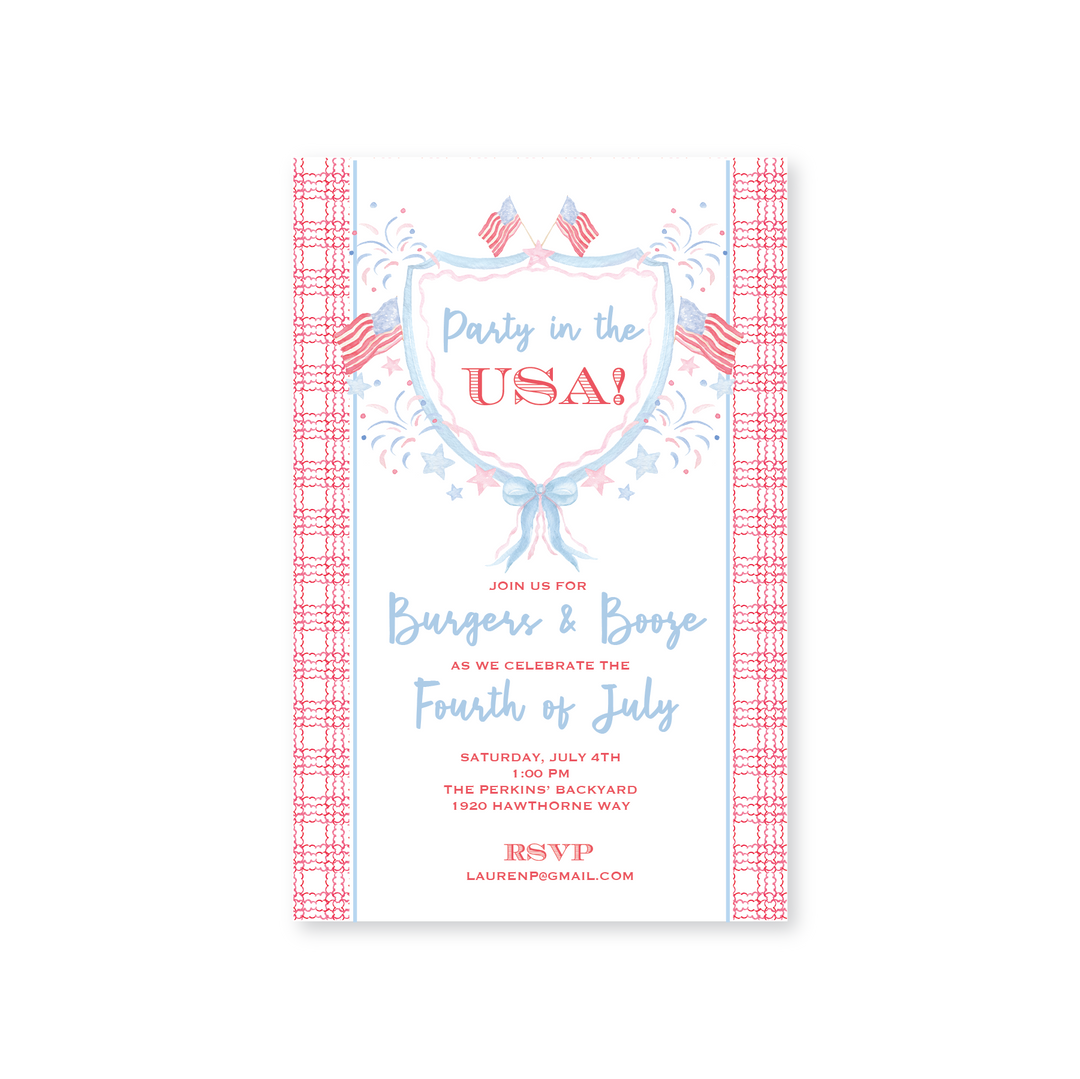 Patriotic Watercolor Invitations