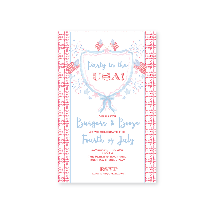 Patriotic Watercolor Invitations