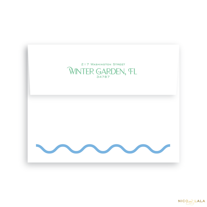 Wavy Die Cut Christmas Card Return Address Printing