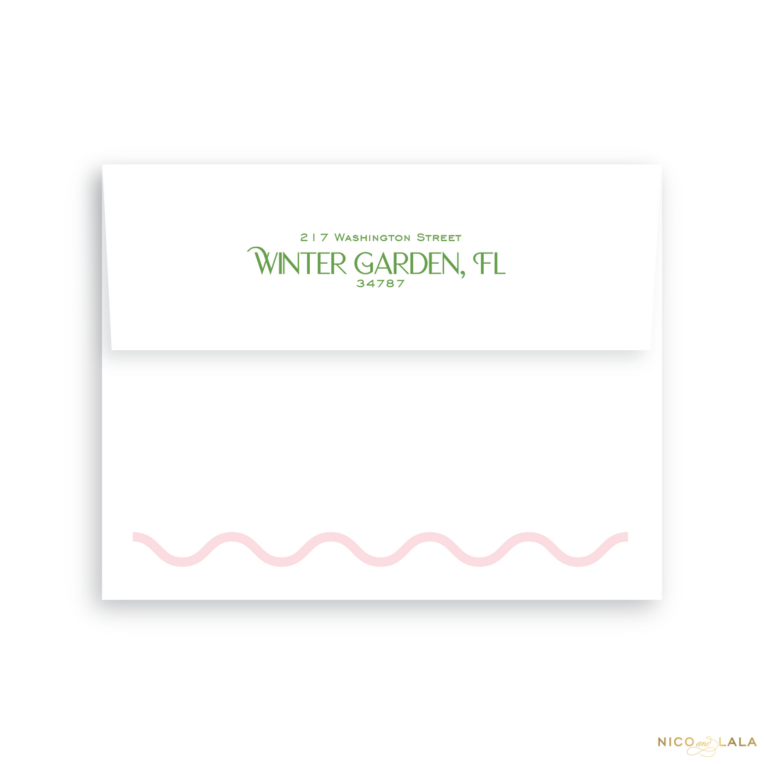 Wavy Die Cut Christmas Card Return Address Printing