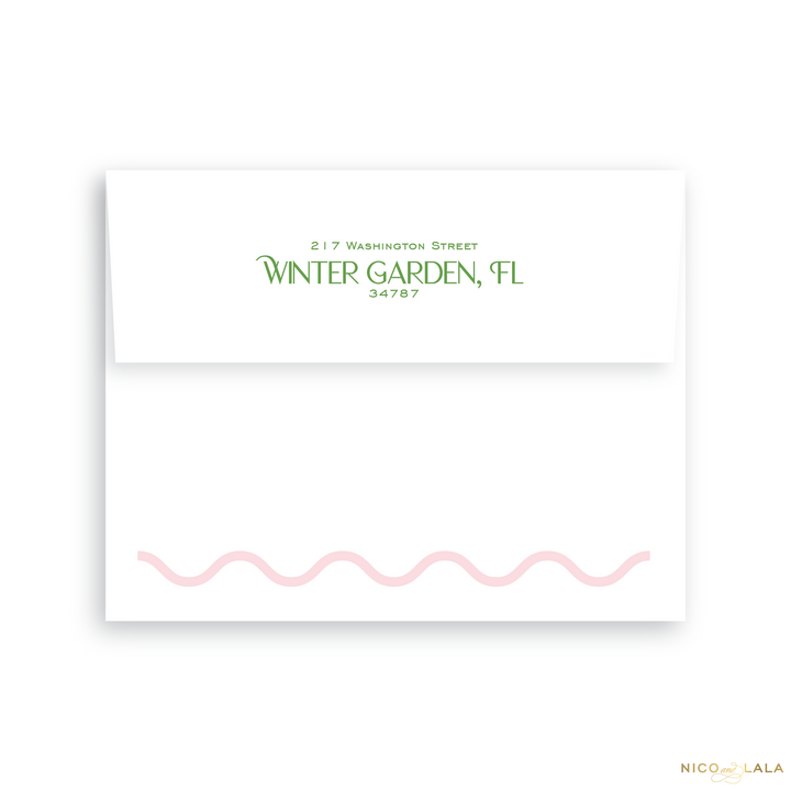 Wavy Die Cut Christmas Card Return Address Printing