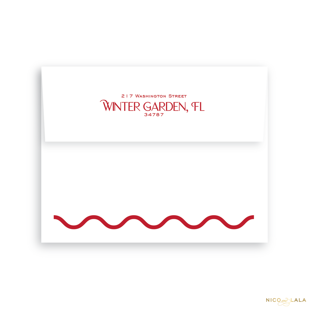 Wavy Die Cut Christmas Card Return Address Printing