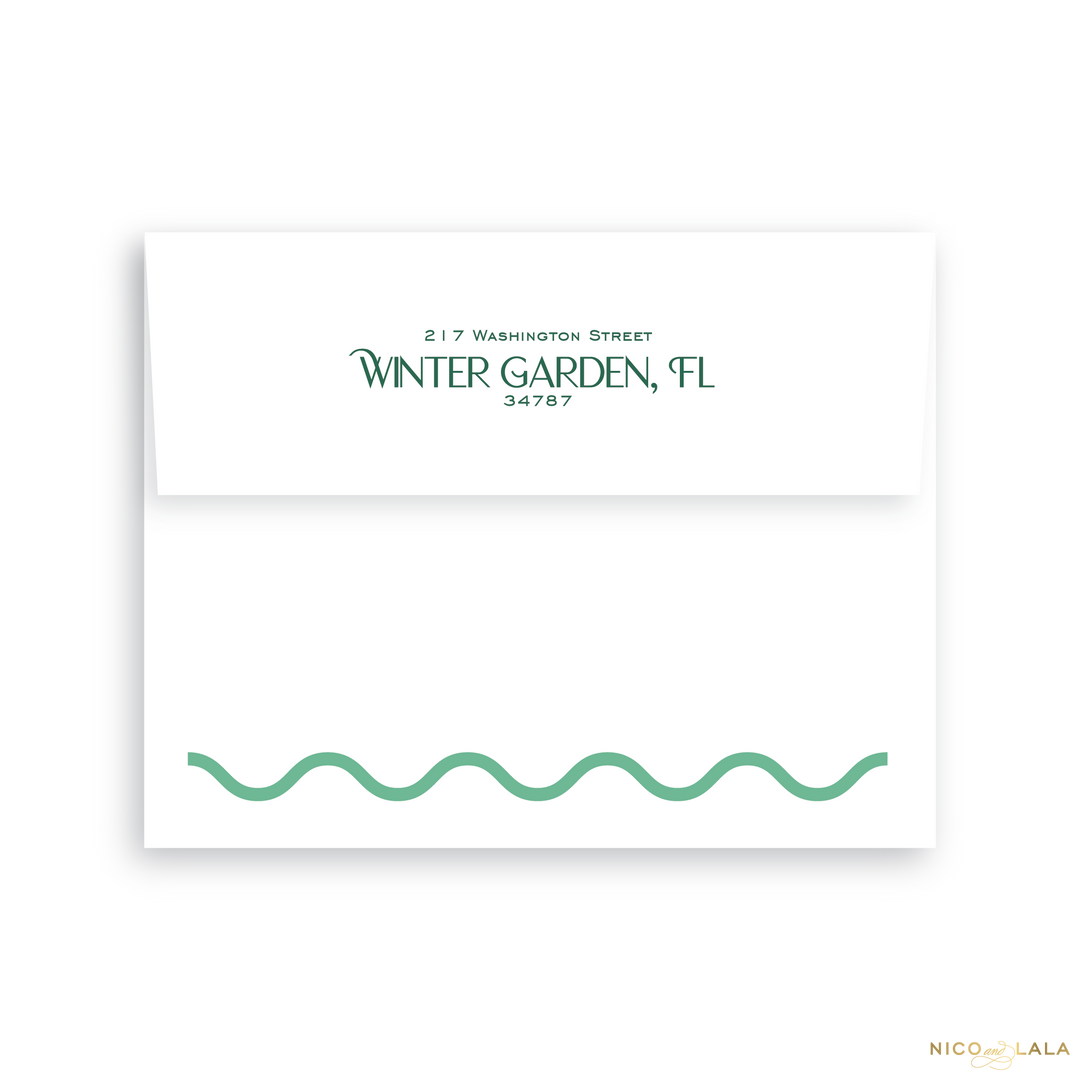 Wavy Die Cut Christmas Card Return Address Printing