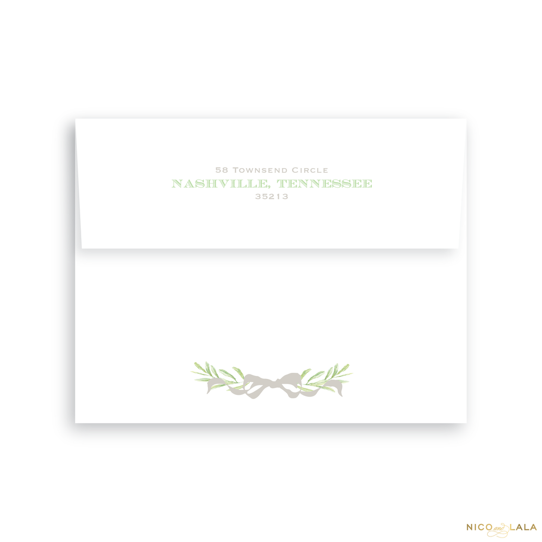 Wreath Birth Announcement Return Address Printing