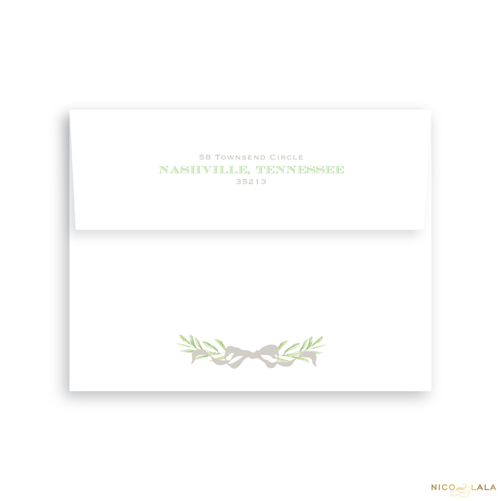 Wreath Birth Announcement Return Address Printing