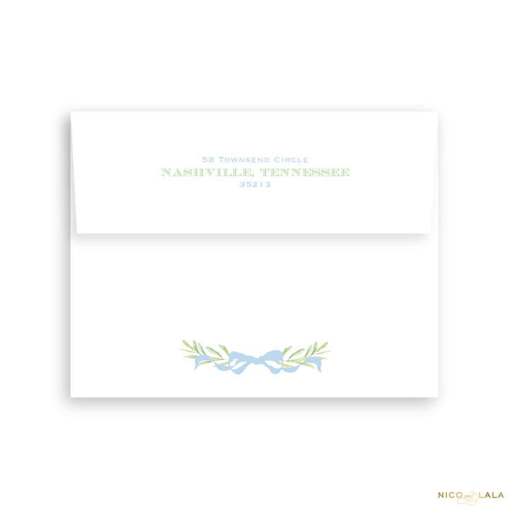 Wreath Birth Announcement Return Address Printing