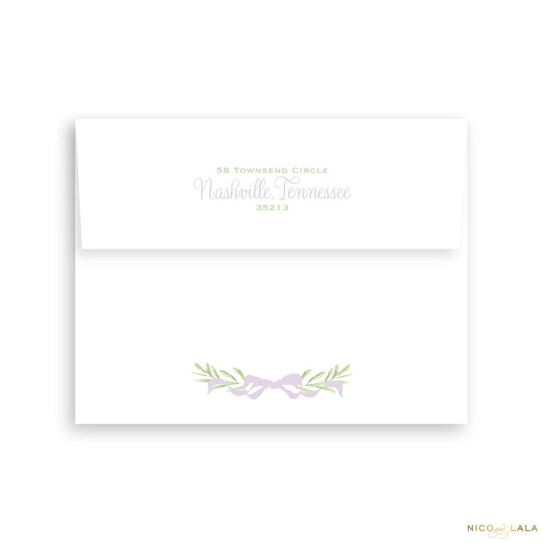 Wreath Birth Announcement Return Address Printing