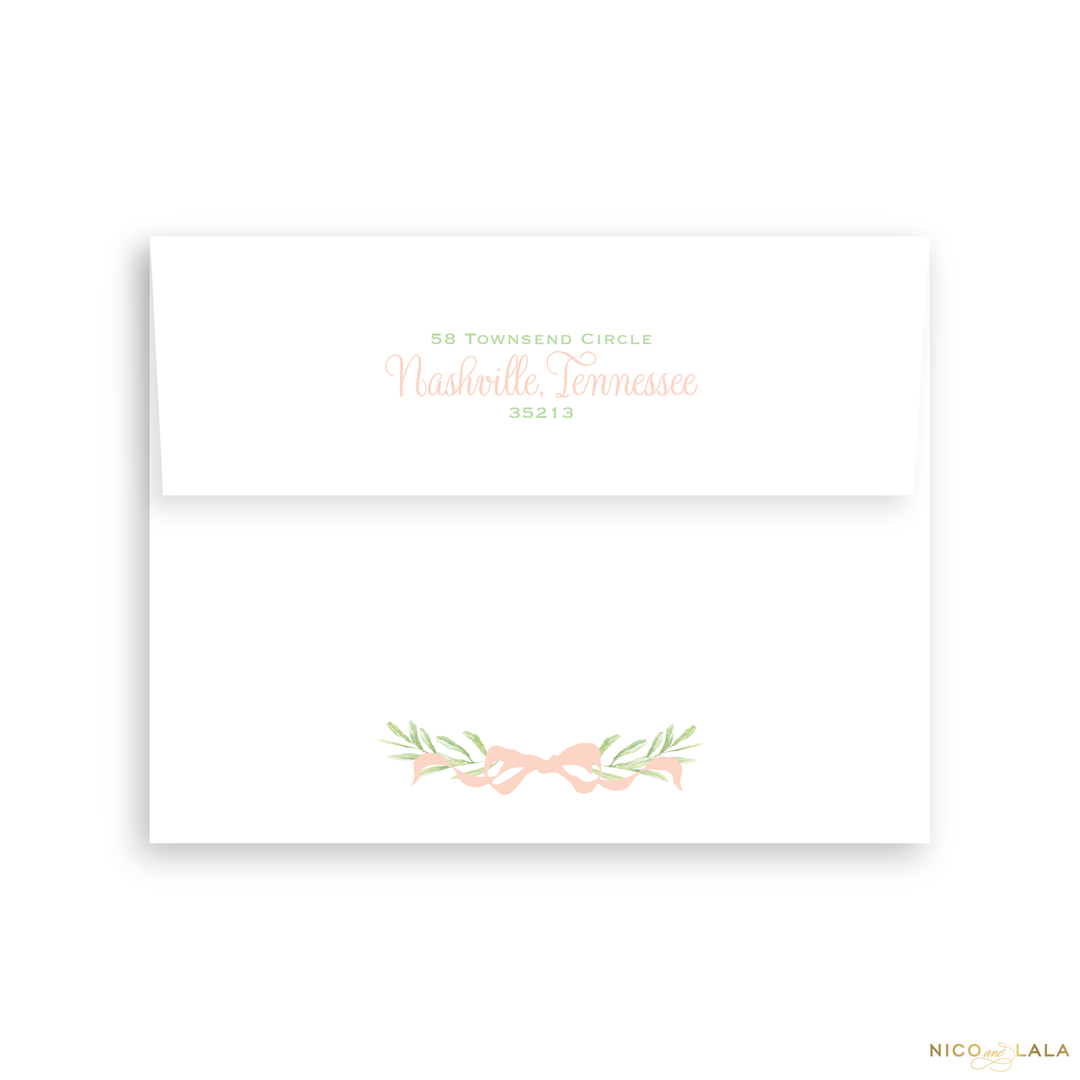 Wreath Birth Announcement Return Address Printing