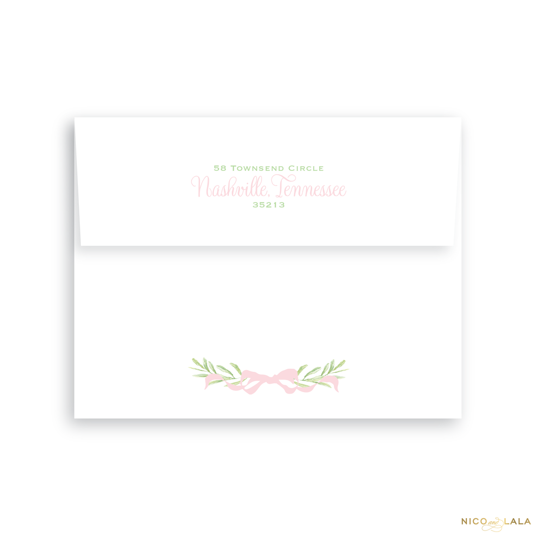 Wreath Birth Announcement Return Address Printing