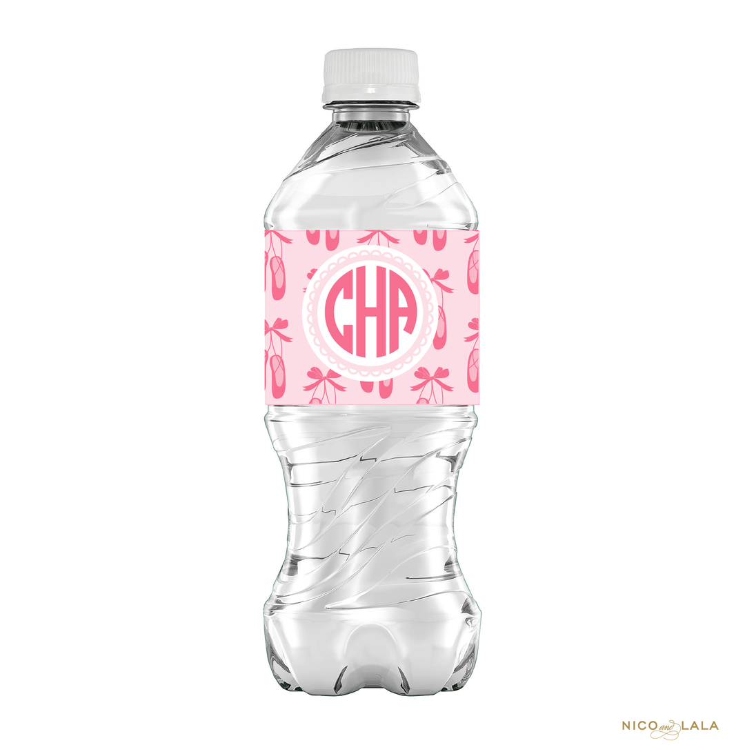 Ballerina Birthday Water Bottle Labels