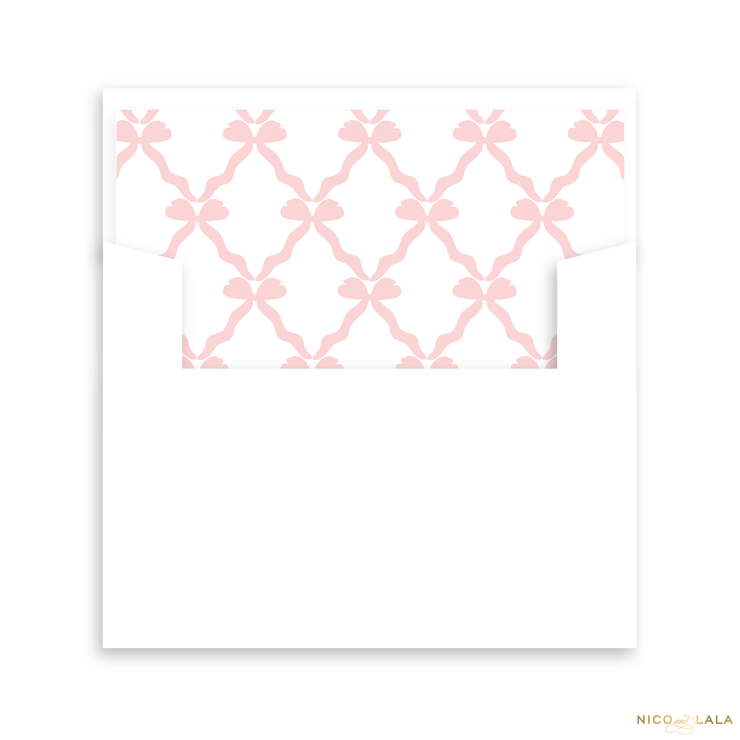 Bow Birth Announcement Lined Envelopes