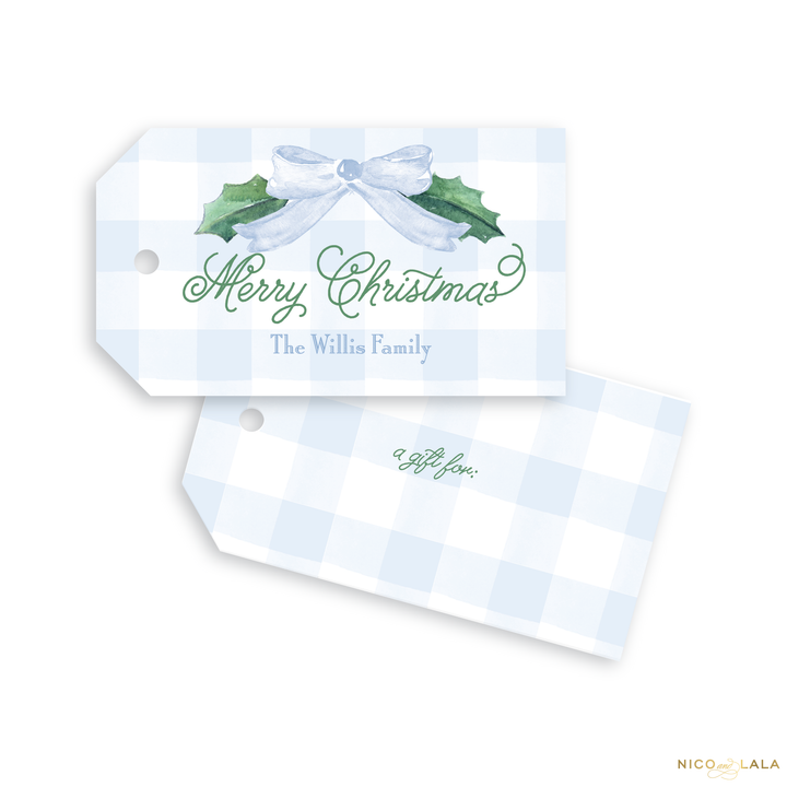 Watercolor Bow Christmas Gift Tags