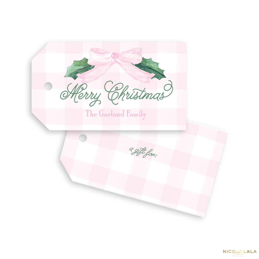 Watercolor Bow Christmas Gift Tags