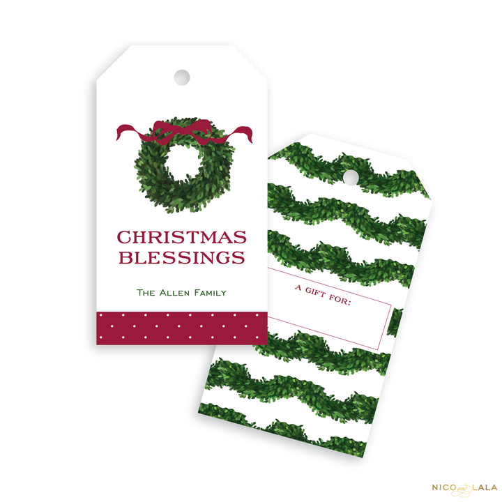 Boxwood Blessings Christmas Gift Tags