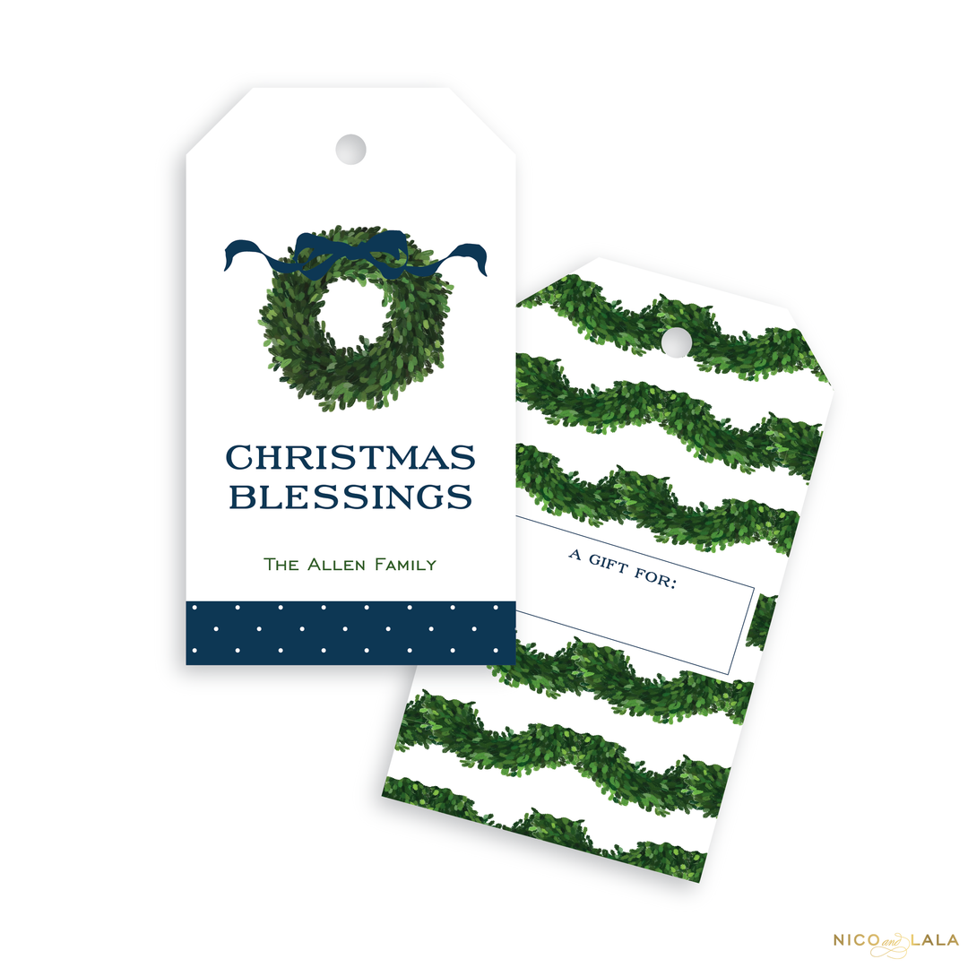 Boxwood Blessings Christmas Gift Tags