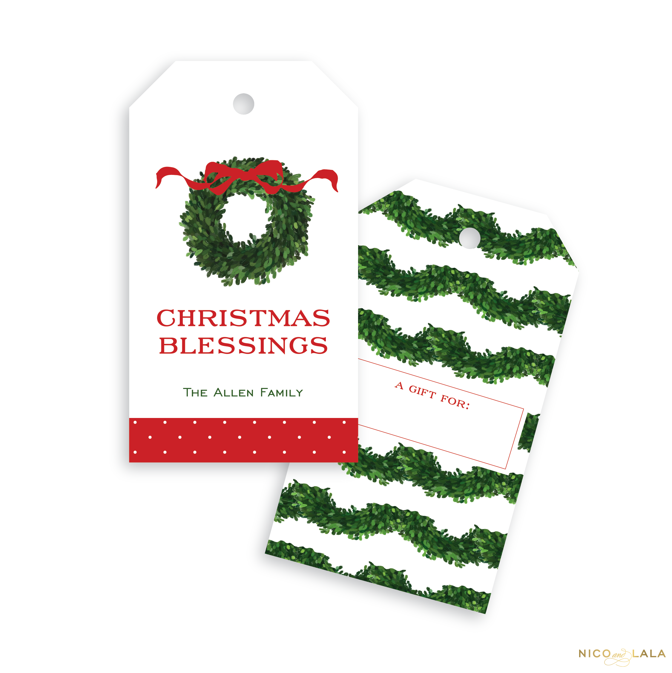 Boxwood Blessings Christmas Gift Tags