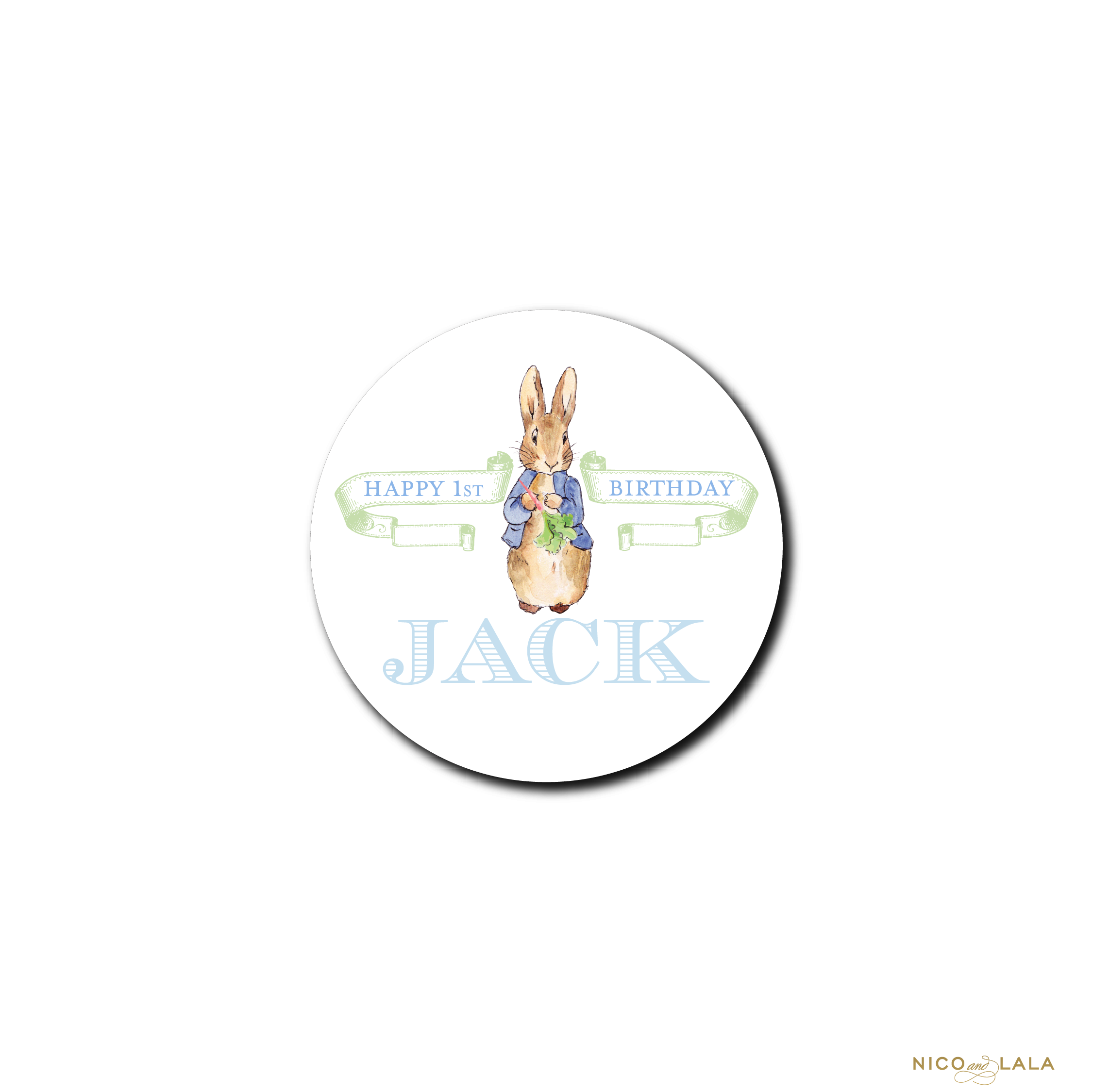 Boy Peter Rabbit Birthday Stickers