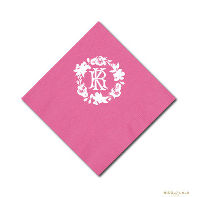 Bright Floral Wreath Party Napkins