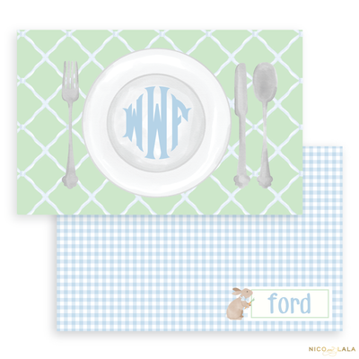 Bunny Laminated Placemat, Blue