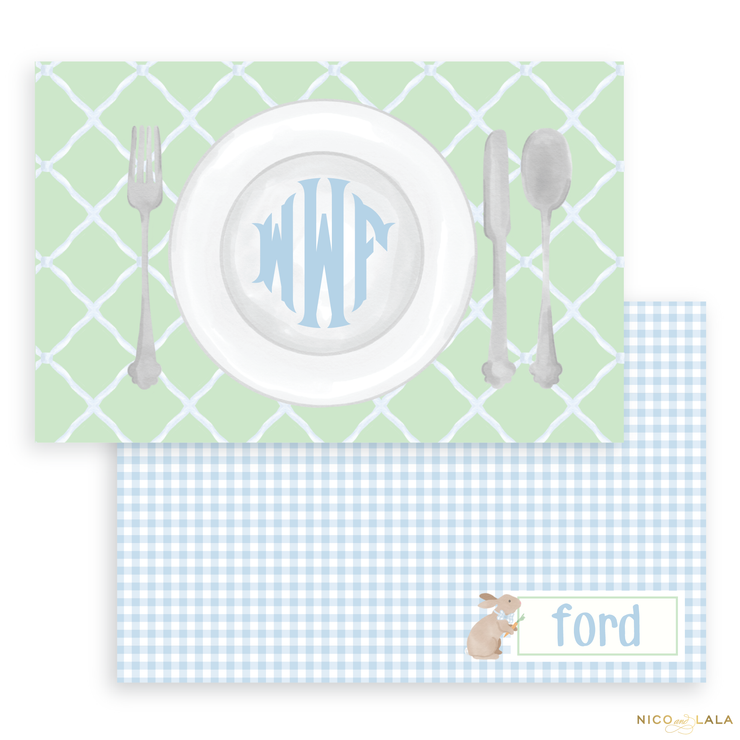 Bunny Laminated Placemat, Blue