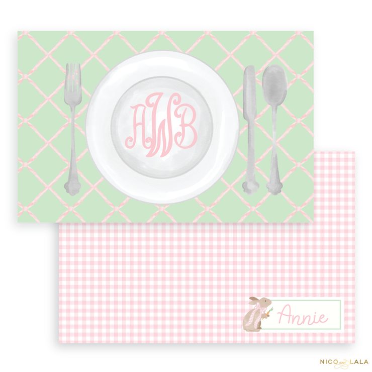 Bunny Laminated Placemat, Pink