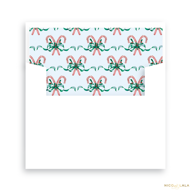 Candy Cane Christmas Card Lined Envelopes