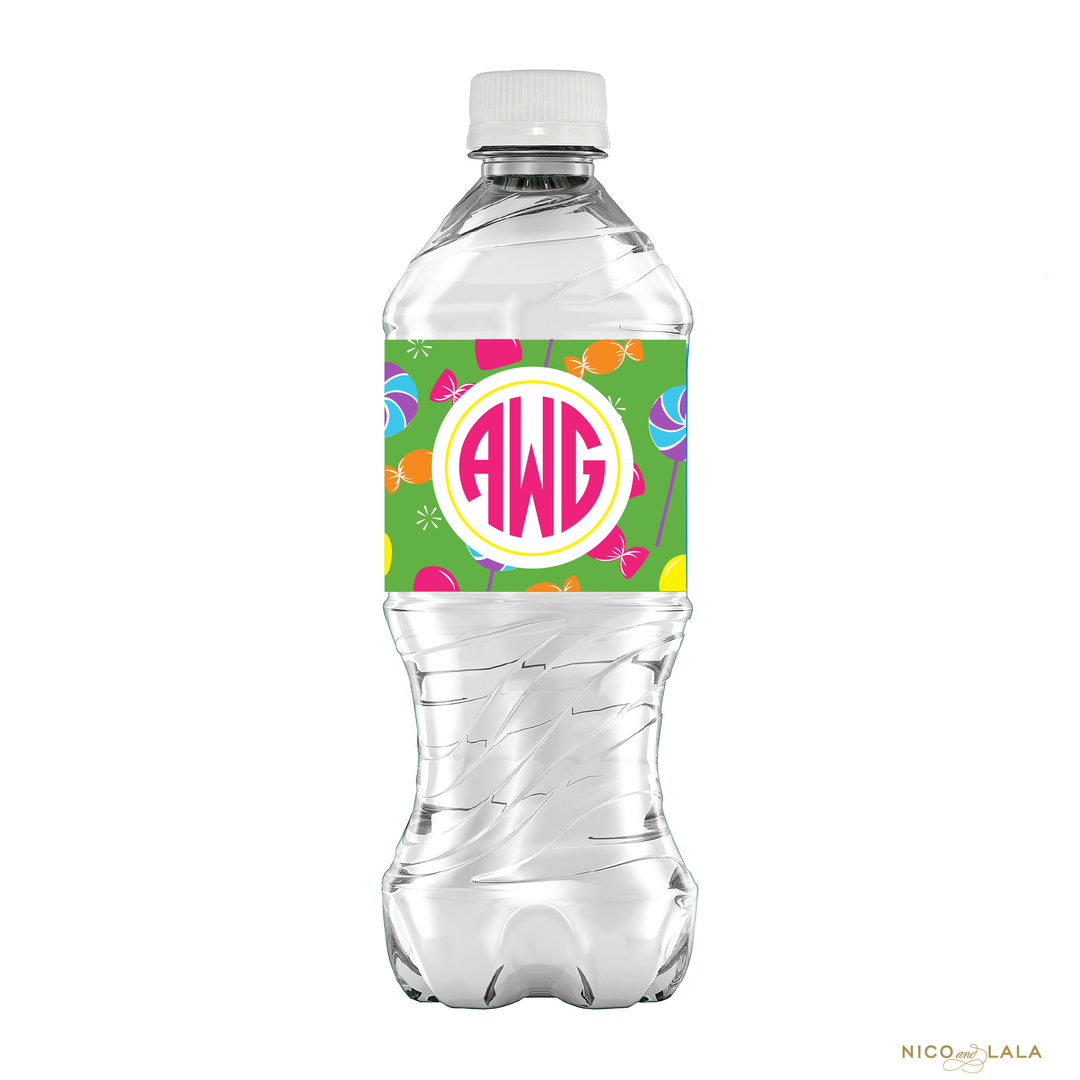 Candy Land Birthday Water Bottle Labels