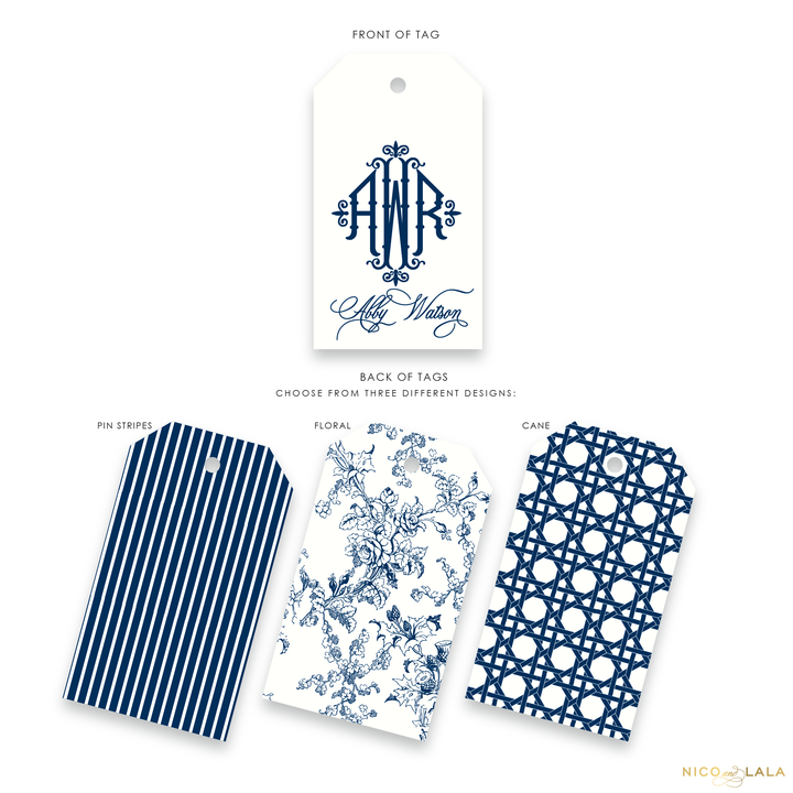Charleston Monogram Gift Tags, Set of 24