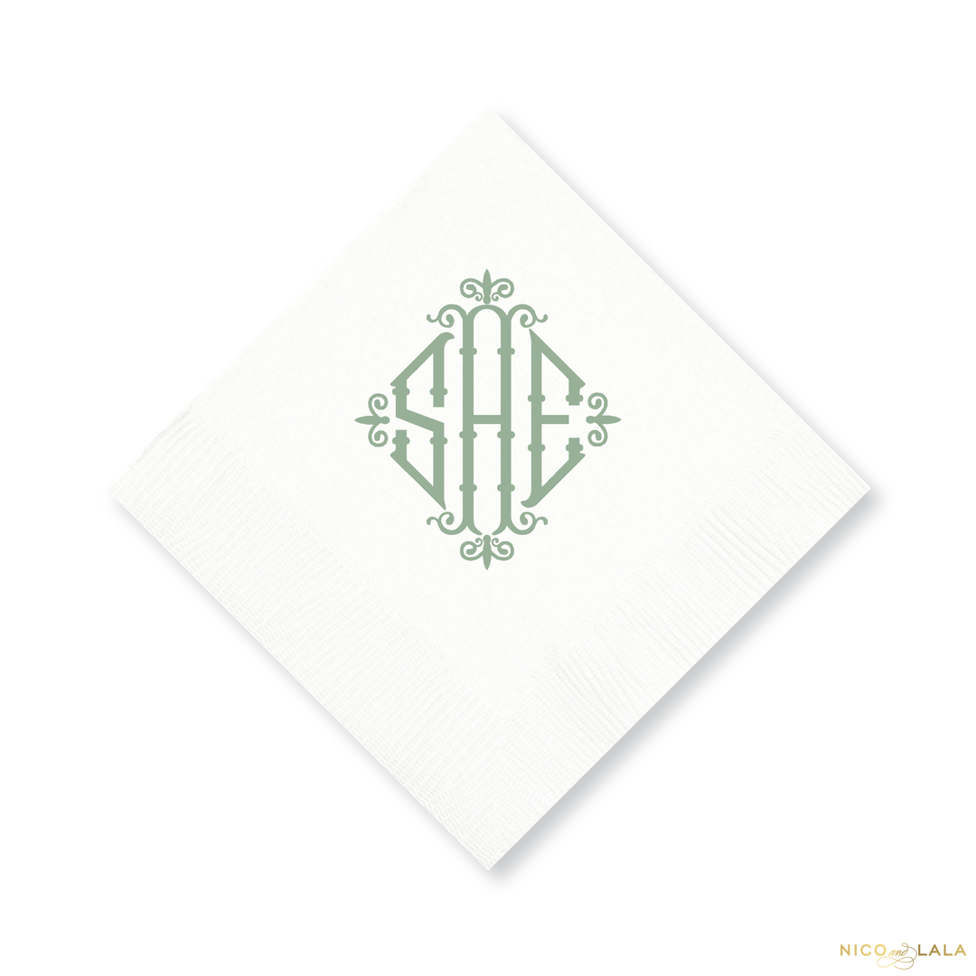 Charleston Monogram Cocktail Napkins