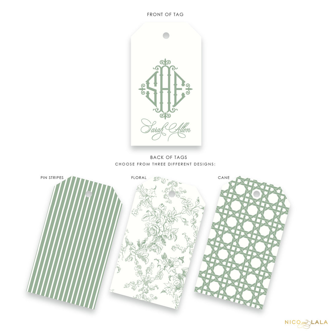 Charleston Monogram Gift Tags, Set of 24