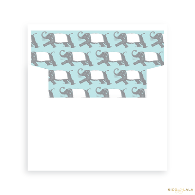 Elephant Birth Announcement Lined Envelopes