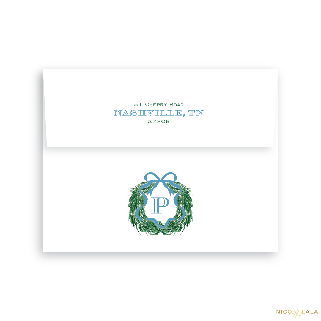 Joy Christmas Card with Rounded Corners, Return Address Printing