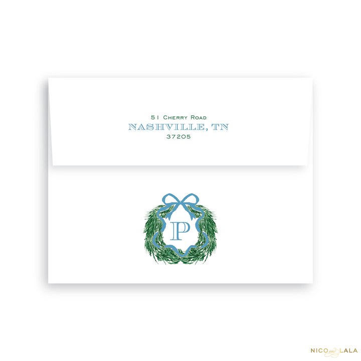 Joy Christmas Card with Rounded Corners, Return Address Printing