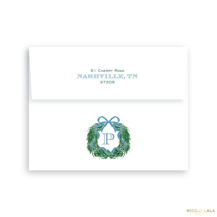 Joy Christmas Card with Rounded Corners, Return Address Printing