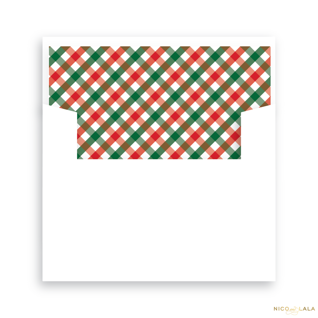 Joy Christmas Card with Rounded Corners, Lined Envelopes
