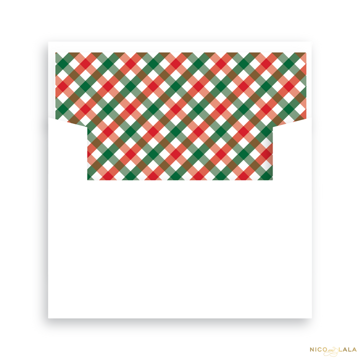 Joy Christmas Card with Rounded Corners, Lined Envelopes