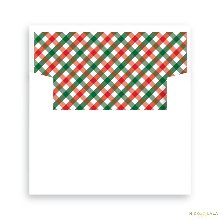 Joy Christmas Card with Rounded Corners, Lined Envelopes