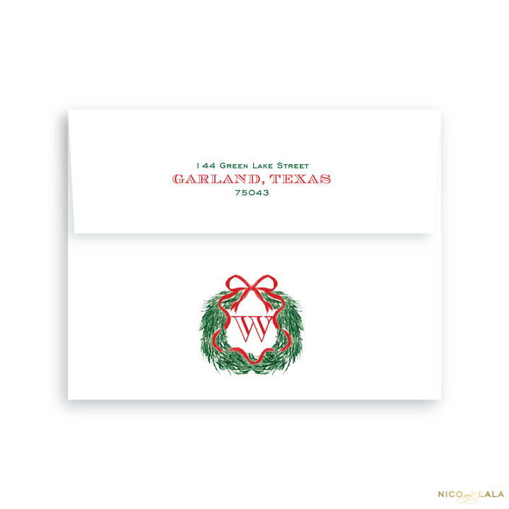Joy Christmas Card with Rounded Corners, Return Address Printing