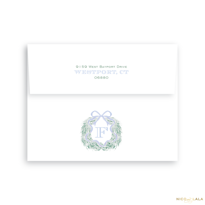 Joy Christmas Card with Rounded Corners, Return Address Printing