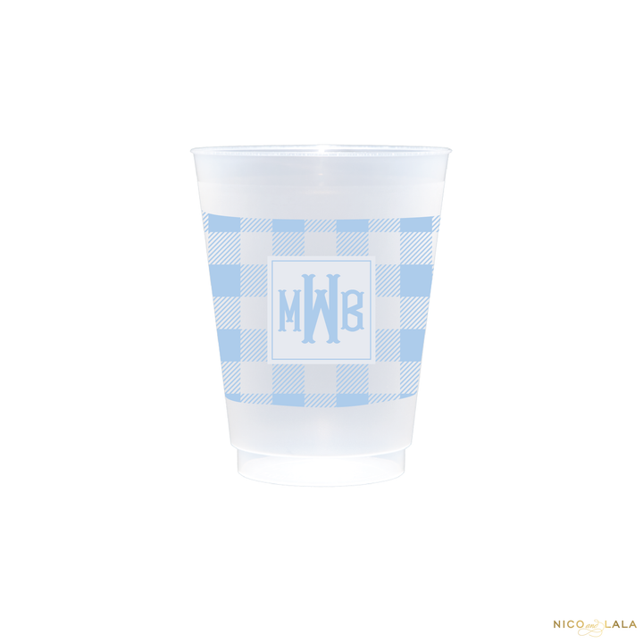 Fishtail Monogram with Gingham Wrapped Cups