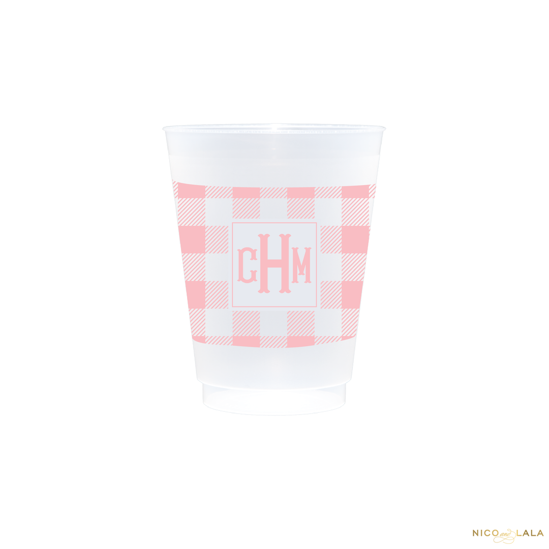 Fishtail Monogram with Gingham Wrapped Cups