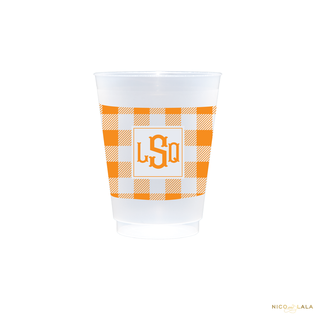 Fishtail Monogram with Gingham Wrapped Cups