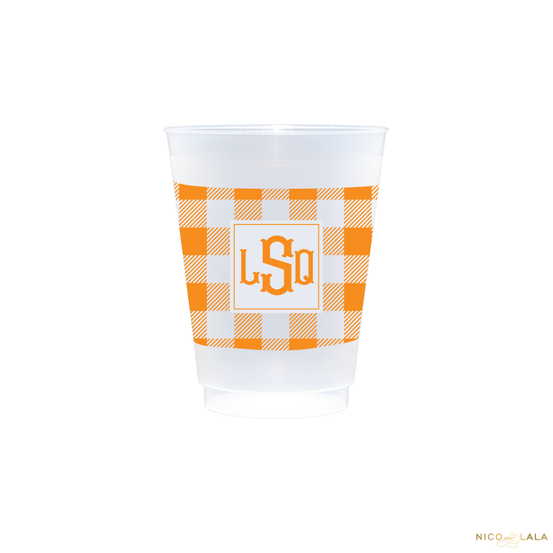 Fishtail Monogram with Gingham Wrapped Cups