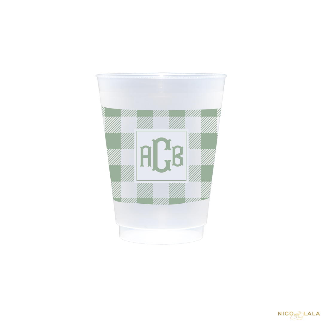 Fishtail Monogram with Gingham Wrapped Cups