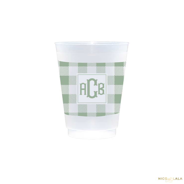 Fishtail Monogram with Gingham Wrapped Cups