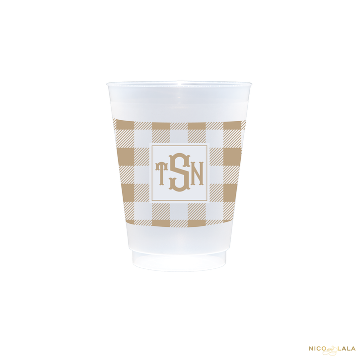 Fishtail Monogram with Gingham Wrapped Cups