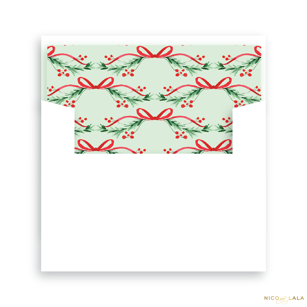 Garland Christmas Card Lined Envelopes