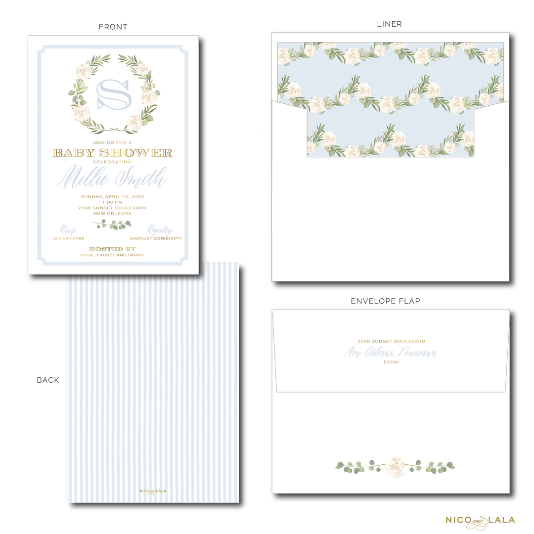 GARLAND AND SEERSUCKER INVITATIONS